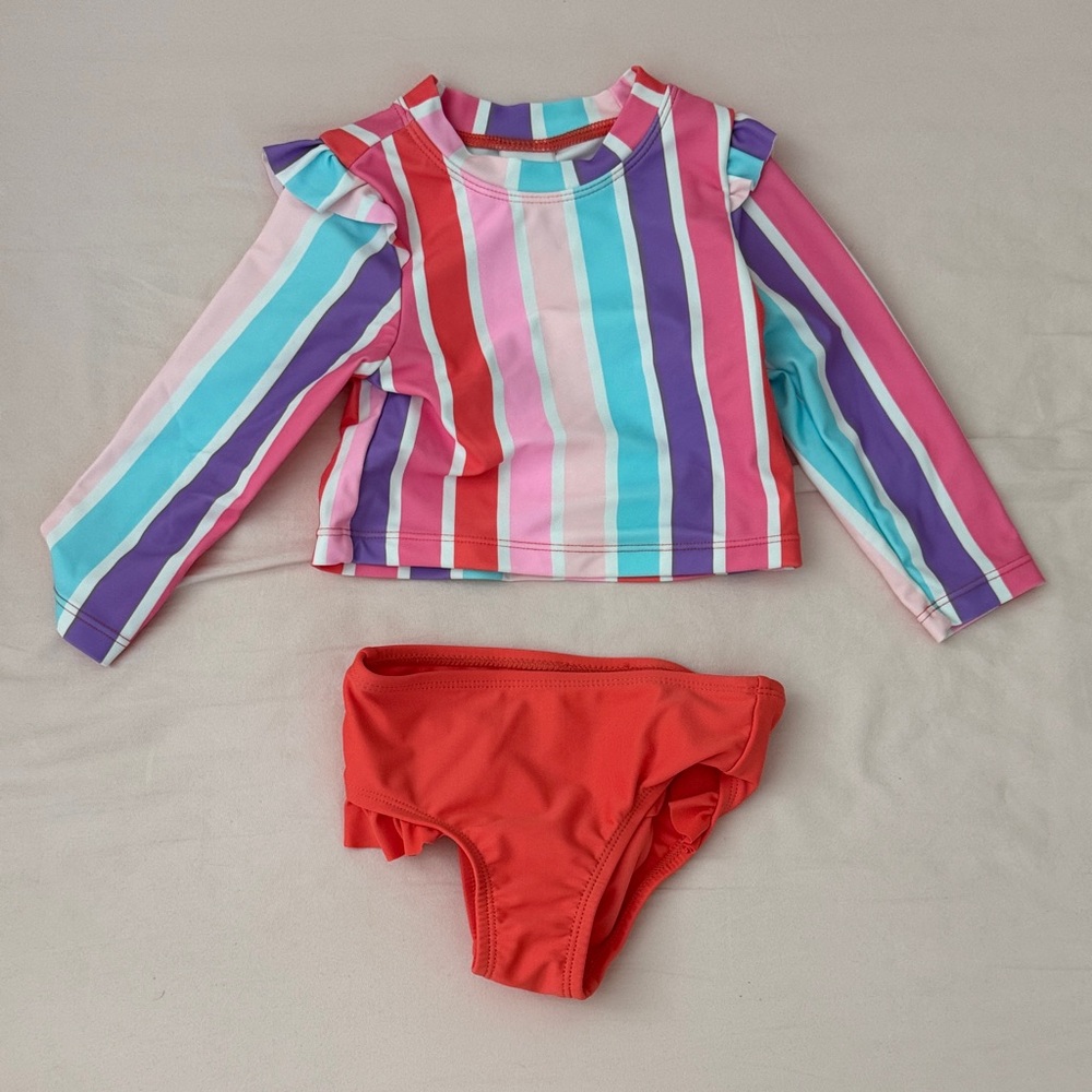 Tucker + Tate Multicolor Striped Kids Swim Rashguard Set
